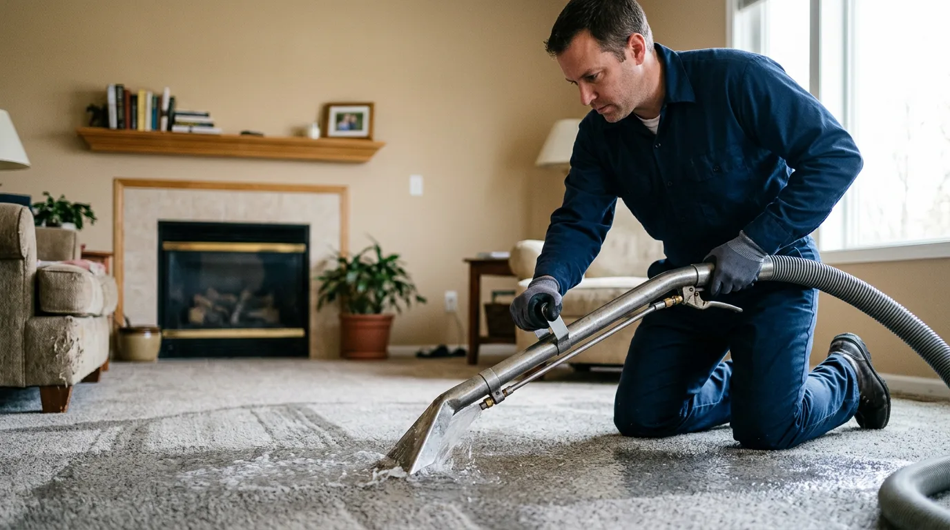Water damage restoration technician working near Newcastle, ME